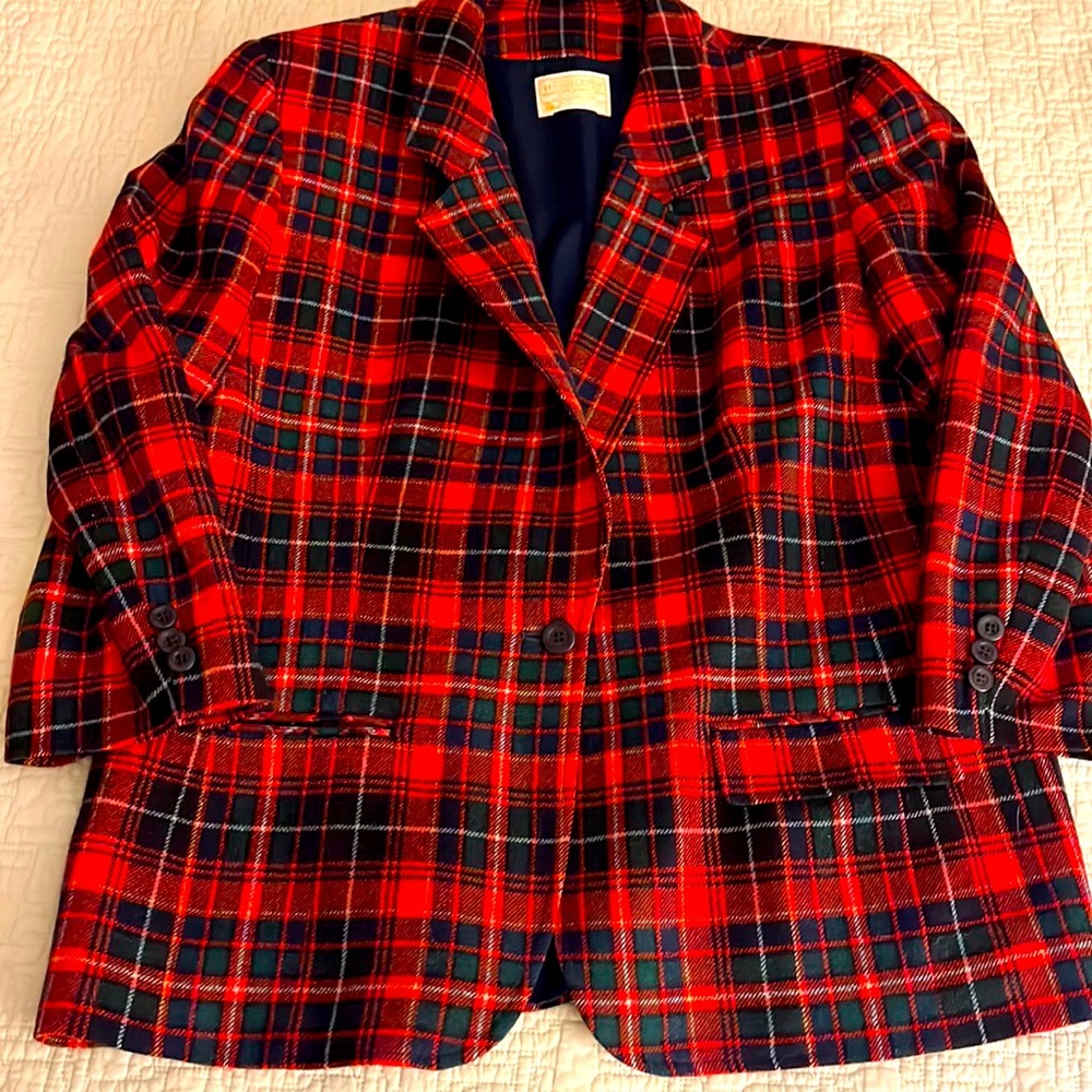 Woman’s Pendleton Woolen Mills Red Plaid Blazer